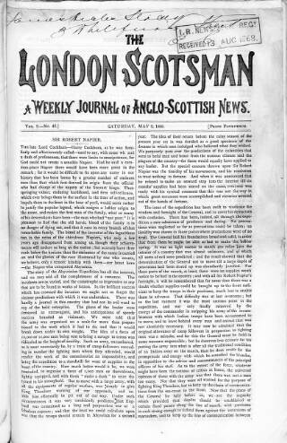 cover page of London Scotsman published on May 2, 1868