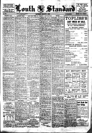 cover page of Louth Standard published on August 2, 1930