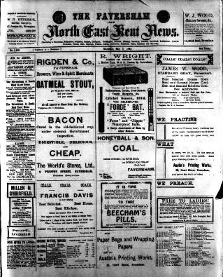cover page of Faversham News published on May 2, 1914
