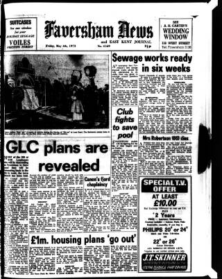 cover page of Faversham News published on May 4, 1973