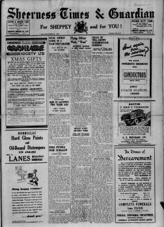 cover page of Sheerness Times Guardian published on December 14, 1945