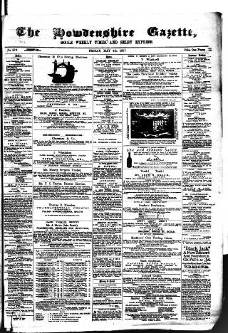 cover page of Howdenshire Gazette published on May 4, 1877