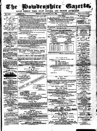 cover page of Howdenshire Gazette published on December 14, 1883