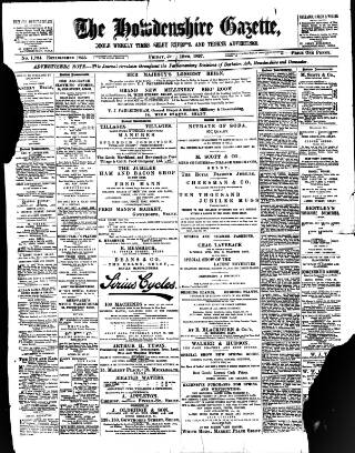 cover page of Howdenshire Gazette published on June 18, 1897