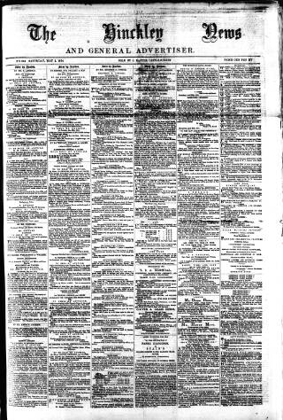 cover page of Hinckley News published on May 2, 1874