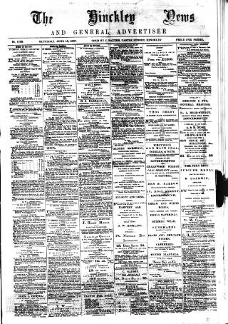cover page of Hinckley News published on June 18, 1887