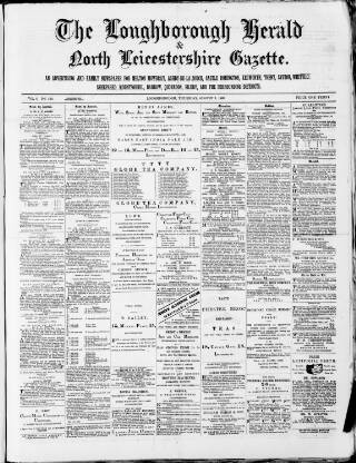 cover page of Loughborough Herald & North Leicestershire Gazette published on August 2, 1883