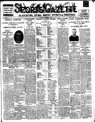 cover page of Sports Gazette (Middlesbrough) published on November 7, 1931