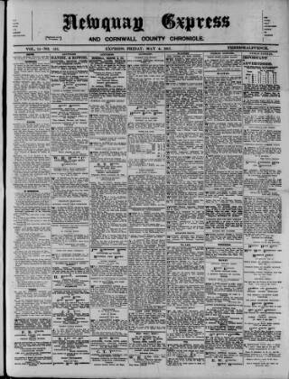 cover page of Newquay Express and Cornwall County Chronicle published on May 4, 1917