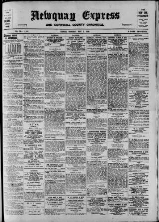 cover page of Newquay Express and Cornwall County Chronicle published on May 2, 1929