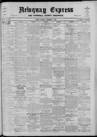 cover page of Newquay Express and Cornwall County Chronicle published on September 17, 1936