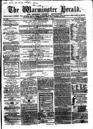 cover page of Warminster Herald published on March 19, 1864