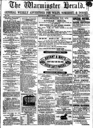 cover page of Warminster Herald published on May 4, 1872