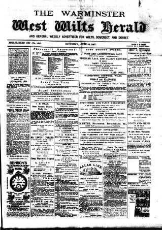 cover page of Warminster Herald published on June 18, 1887