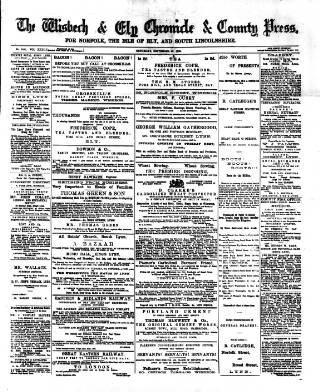 cover page of Wisbech Chronicle, General Advertiser and Lynn News published on September 29, 1888
