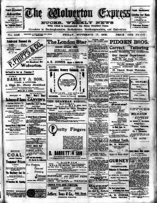 cover page of Wolverton Express published on September 17, 1909