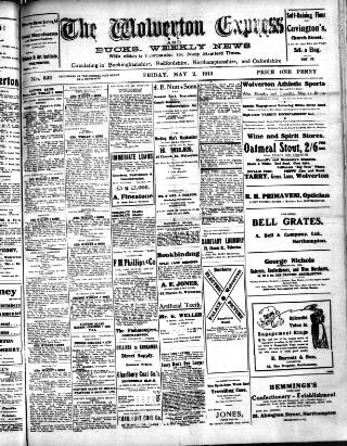 cover page of Wolverton Express published on May 2, 1913