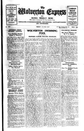 cover page of Wolverton Express published on June 18, 1937