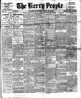 cover page of Kerry People published on June 18, 1904