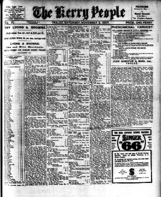 cover page of Kerry People published on November 2, 1907
