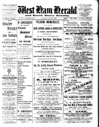 cover page of West Ham and South Essex Mail published on June 18, 1892