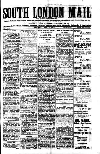 cover page of South London Mail published on May 2, 1903