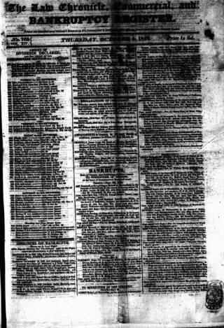 cover page of Law Chronicle, Commercial and Bankruptcy Register published on October 5, 1826