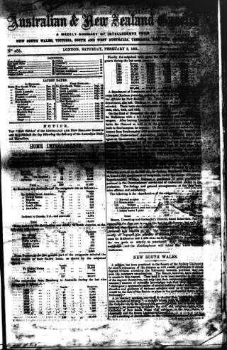 cover page of Australian and New Zealand Gazette published on February 2, 1861