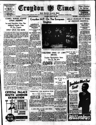 cover page of Croydon Times published on March 19, 1938