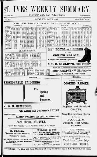cover page of St. Ives Weekly Summary published on May 2, 1896