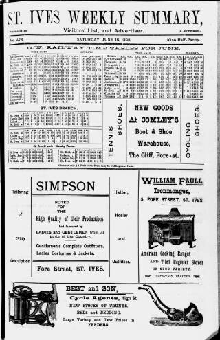 cover page of St. Ives Weekly Summary published on June 18, 1898
