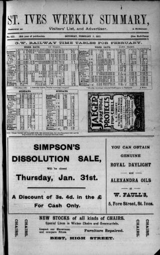 cover page of St. Ives Weekly Summary published on February 2, 1907