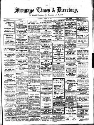 cover page of Swanage Times & Directory published on June 18, 1921
