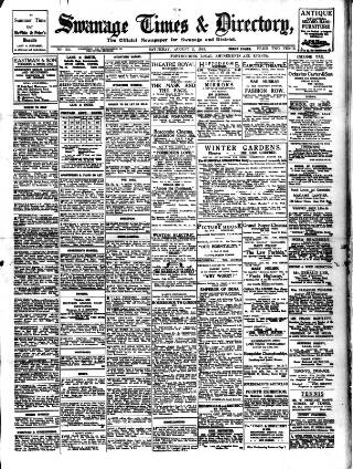 cover page of Swanage Times & Directory published on August 2, 1924