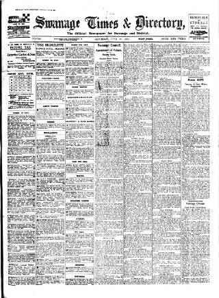 cover page of Swanage Times & Directory published on June 18, 1927