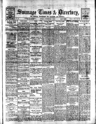 cover page of Swanage Times & Directory published on November 2, 1928