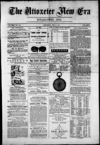 cover page of Uttoxeter New Era published on June 18, 1879