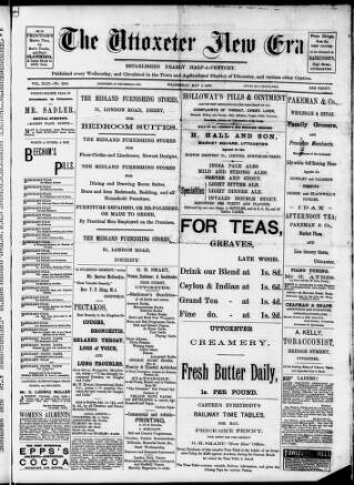 cover page of Uttoxeter New Era published on May 4, 1898