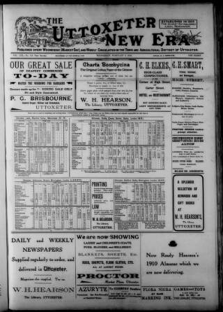 cover page of Uttoxeter New Era published on February 2, 1910