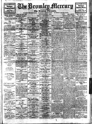 cover page of Bromley & West Kent Mercury published on December 14, 1923