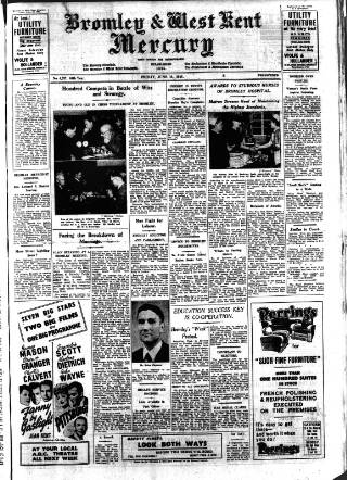 cover page of Bromley & West Kent Mercury published on June 18, 1948