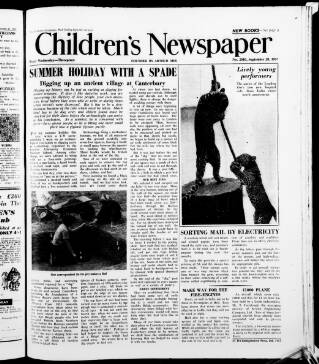 cover page of Children's Newspaper published on September 28, 1957