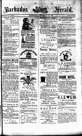 cover page of Barbados Herald published on May 2, 1892