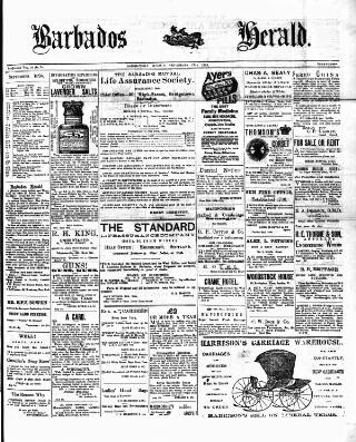 cover page of Barbados Herald published on September 17, 1894