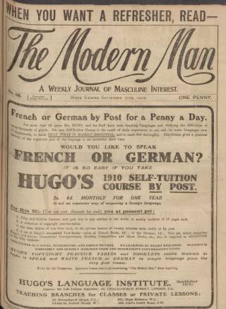 cover page of Modern Man published on September 17, 1910