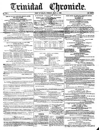 cover page of Trinidad Chronicle published on May 4, 1866