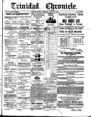 cover page of Trinidad Chronicle published on June 18, 1872