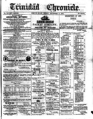 cover page of Trinidad Chronicle published on September 17, 1875