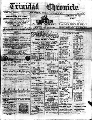 cover page of Trinidad Chronicle published on November 2, 1875
