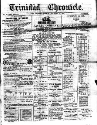 cover page of Trinidad Chronicle published on December 14, 1875
